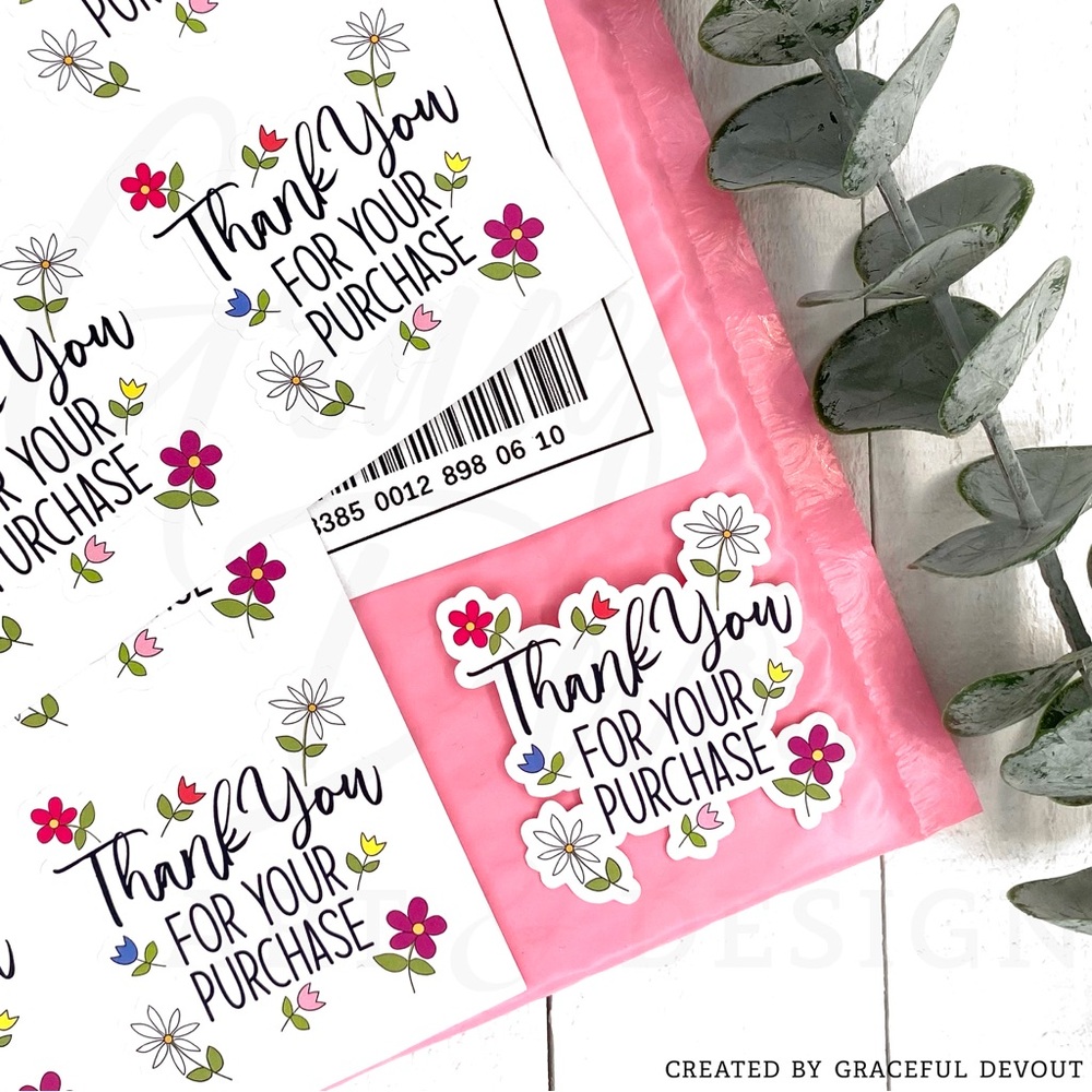 🌷Thank you for your purchase- Sticker 2" (inches)(48ct.)  [GD66-48] - Picture 4 of 7